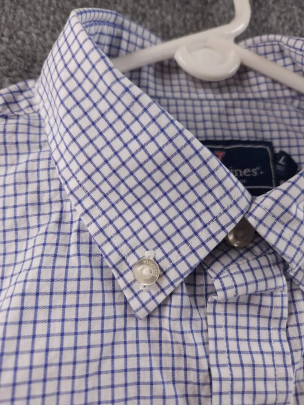 Vineyard Vines Whale Shirt Blue Check Cotton Long Sleeve Boys 16 Large Youth